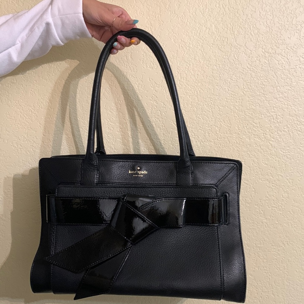 Kate Spade black leather satchel with bow